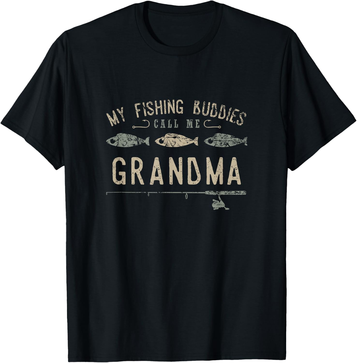 My Fishing Buddies Call Me Grandma Shirt, Cute Mother's Day T-Shirt - T-Shirt | Black