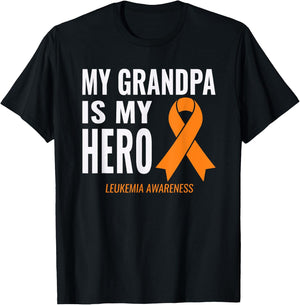 Leukemia Cancer Support - My Grandpa is My Hero Shirt T-Shirt - T-Shirt | Black