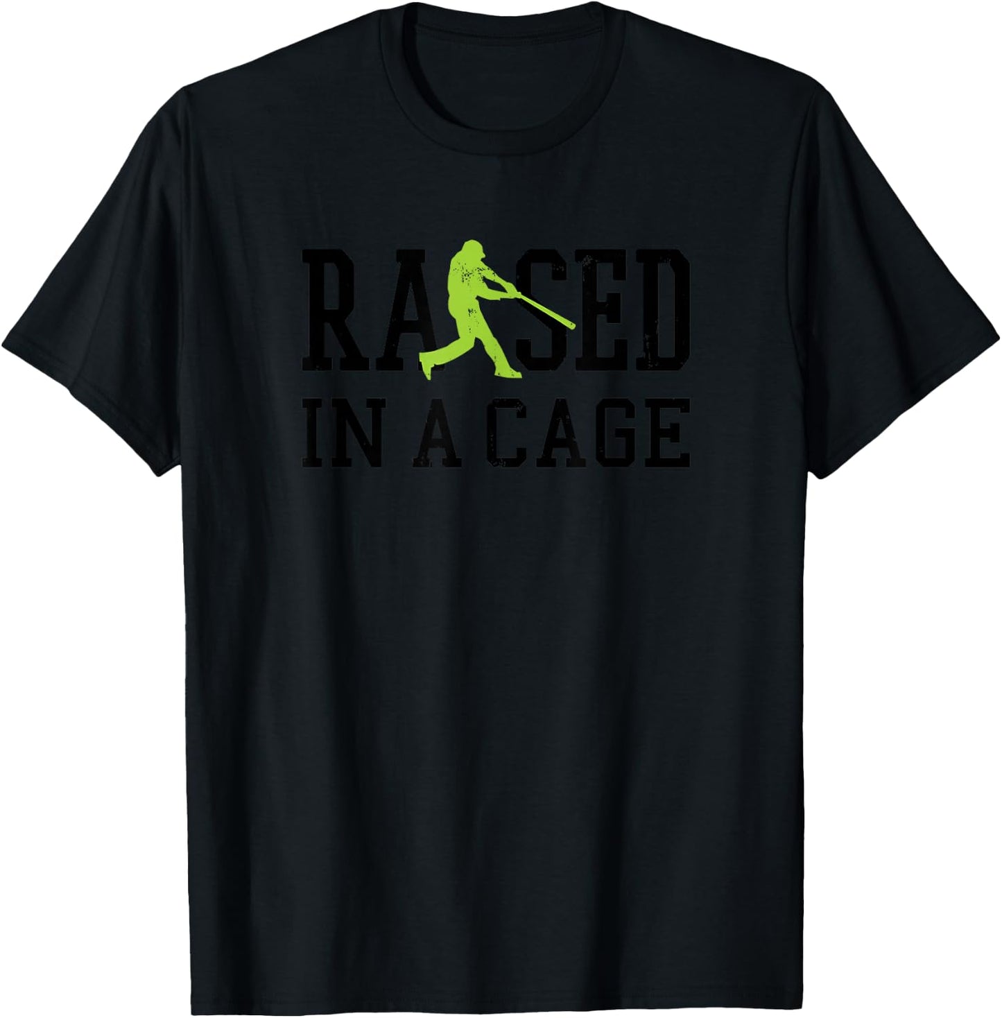 Raised In A Cage Baseball Kids Ball Athlete Ballpark Slugger T-Shirt - T-Shirt | Black