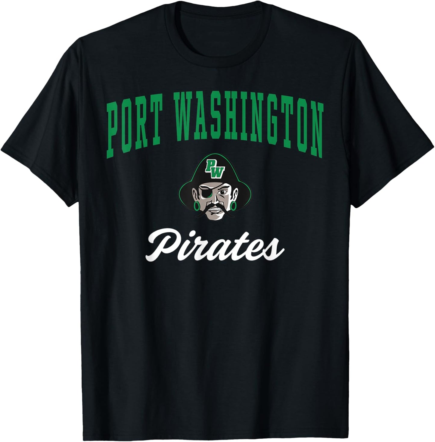 Port Washington High School Pirates C3 T-Shirt - T-Shirt | Black