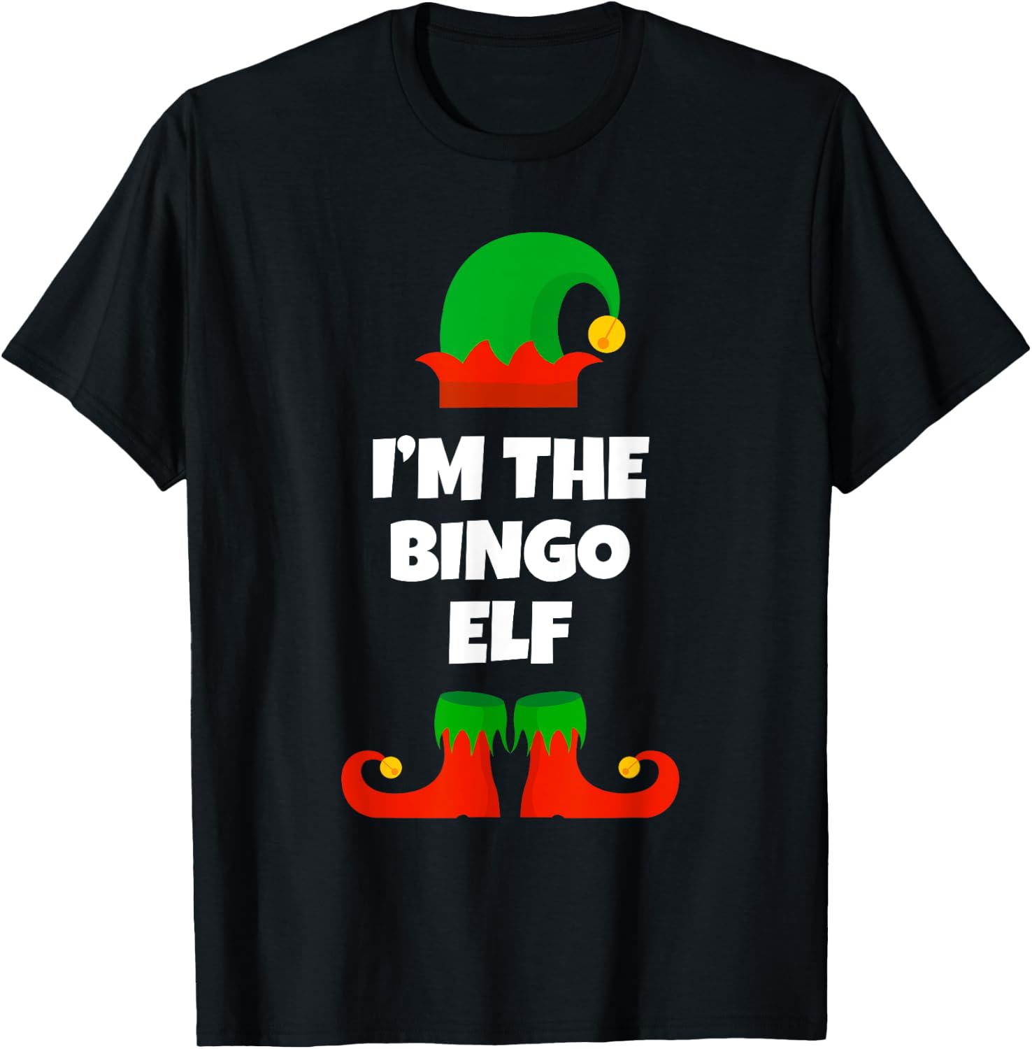 I'm The Bingo Elf Family Pajama Christmas Funny T-Shirt - T-Shirt | Black