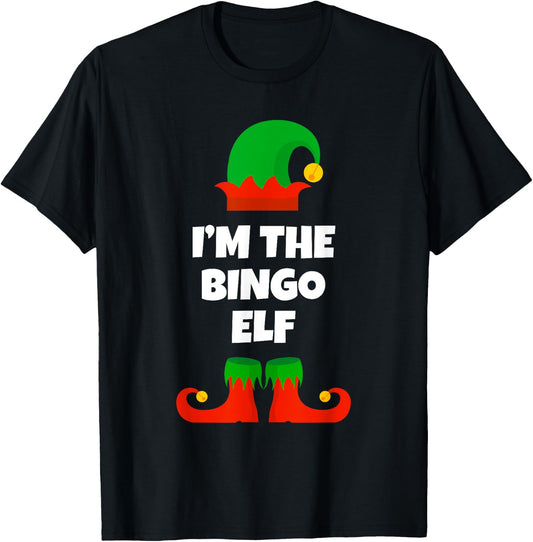 I'm The Bingo Elf Family Pajama Christmas Funny T-Shirt - T-Shirt | Black