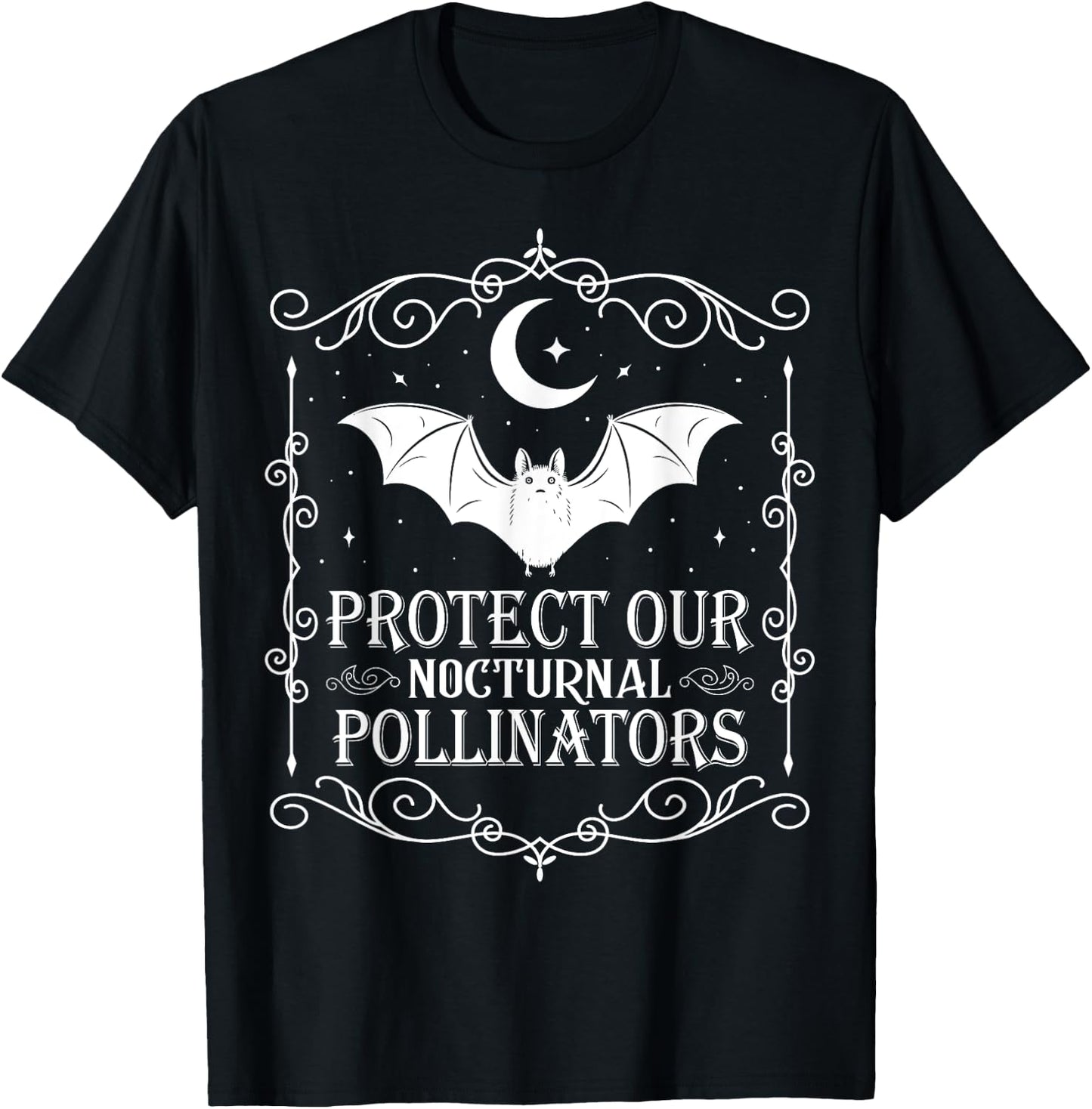 Protect Our Nocturnal Pollinators Bat Lover Halloween T-Shirt - T-Shirt | Black