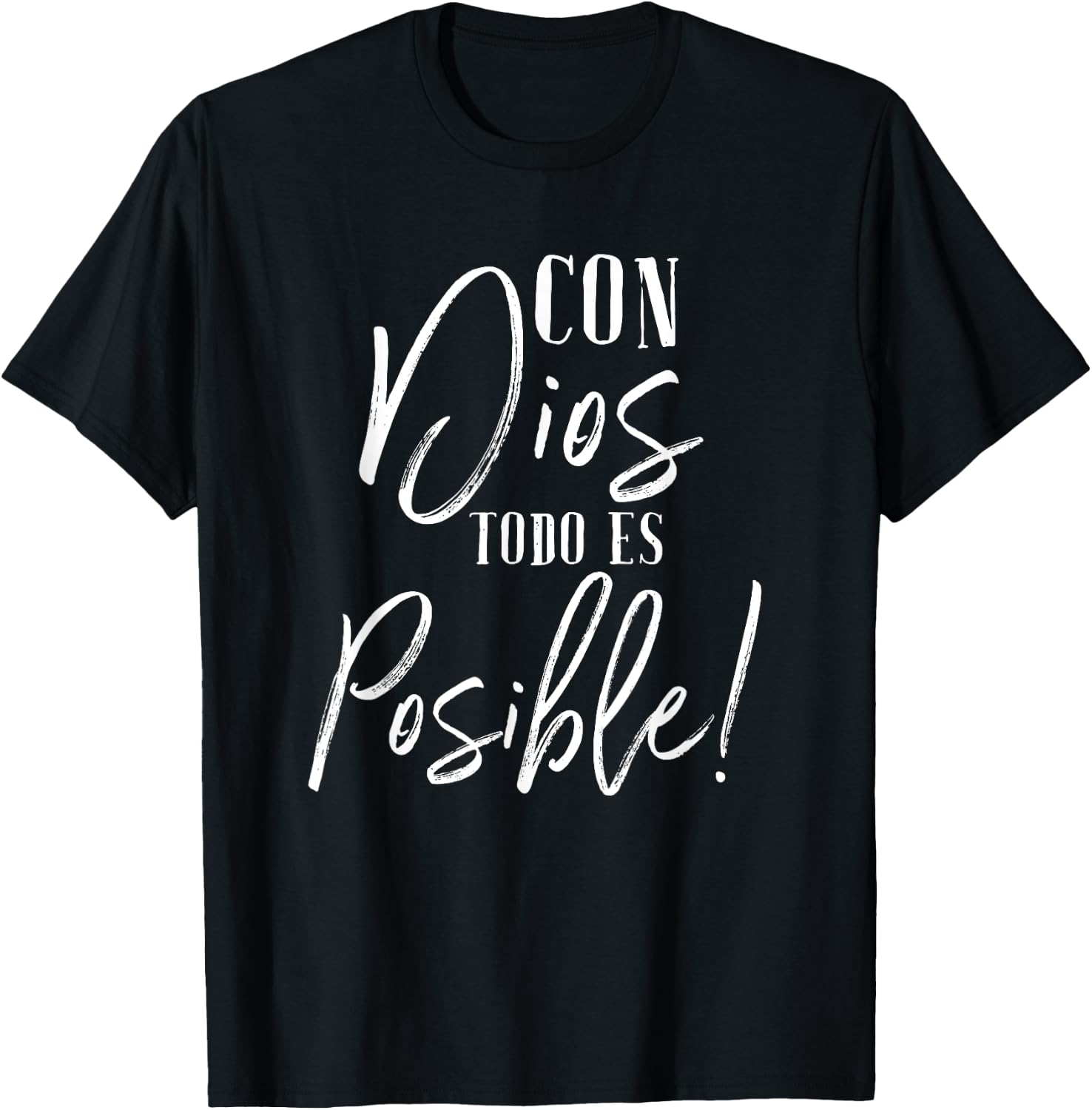 Con Dios Todo Es Posible Shirt Christian Spanish Espanol T-Shirt - T-Shirt | Black