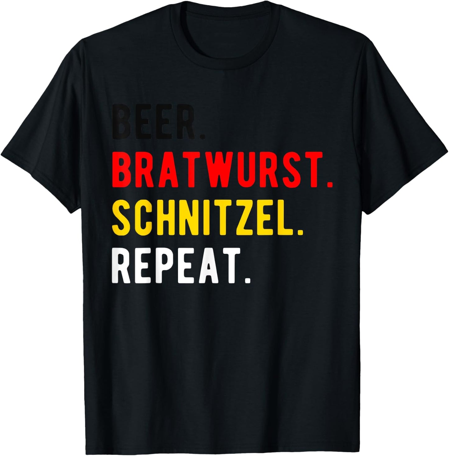 Oktoberfest Funny Beer Bratwurst Schnitzel Repeat T-Shirt - T-Shirt | Black