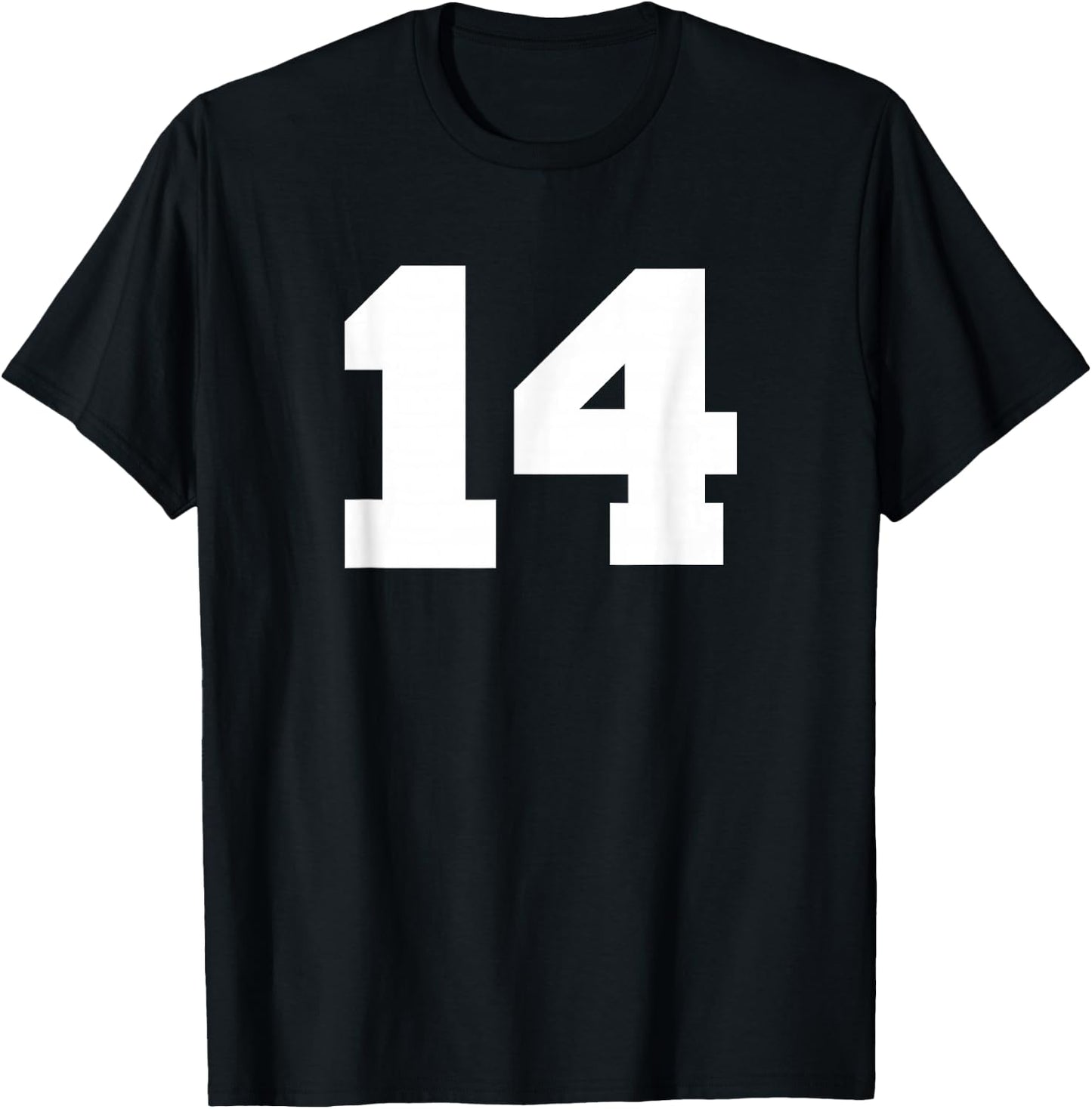 Number 14 Sports Jersey Player #14 Fan FRONT Print Varsity T-Shirt - T-Shirt | Black