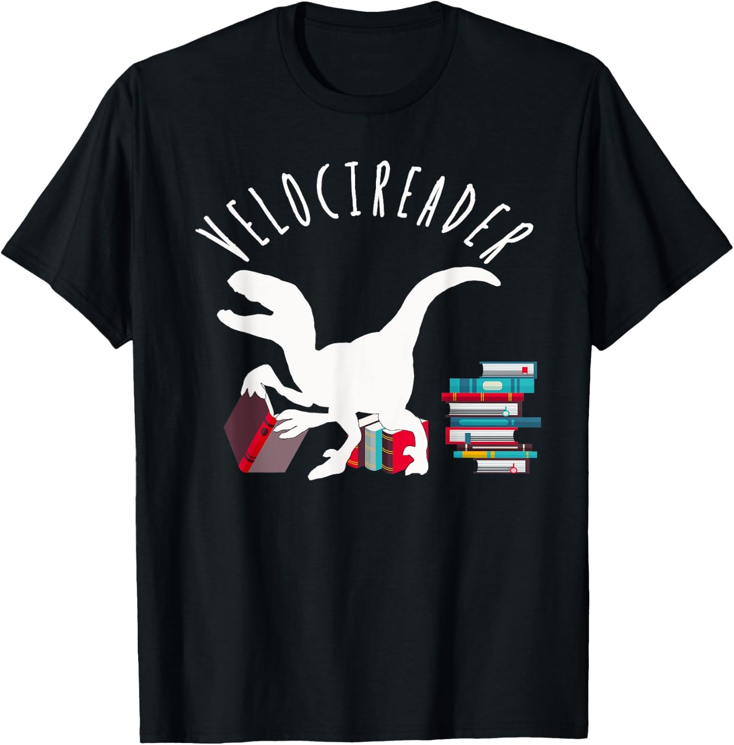 Velocireader Awesome Dinosaur Velociraptor Back To School T-Shirt - T-Shirt | Black