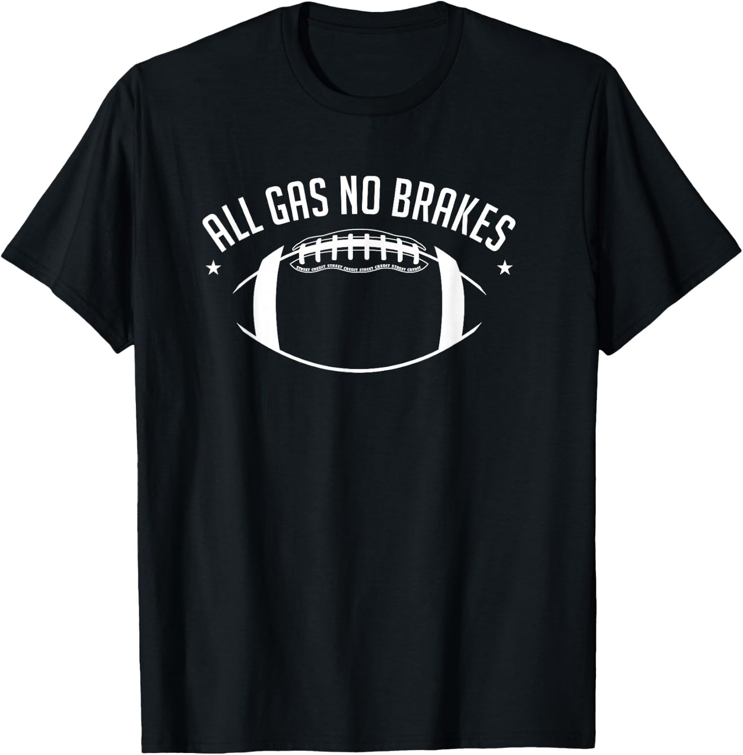 Football All Gas No Brakes Youth Gift T-Shirt - T-Shirt | Black