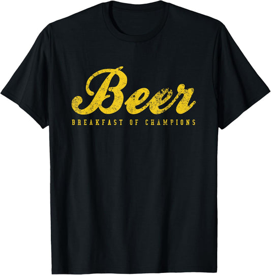Beer Breakfast of Champions vintage inspired Funny T-Shirt - T-Shirt | Black