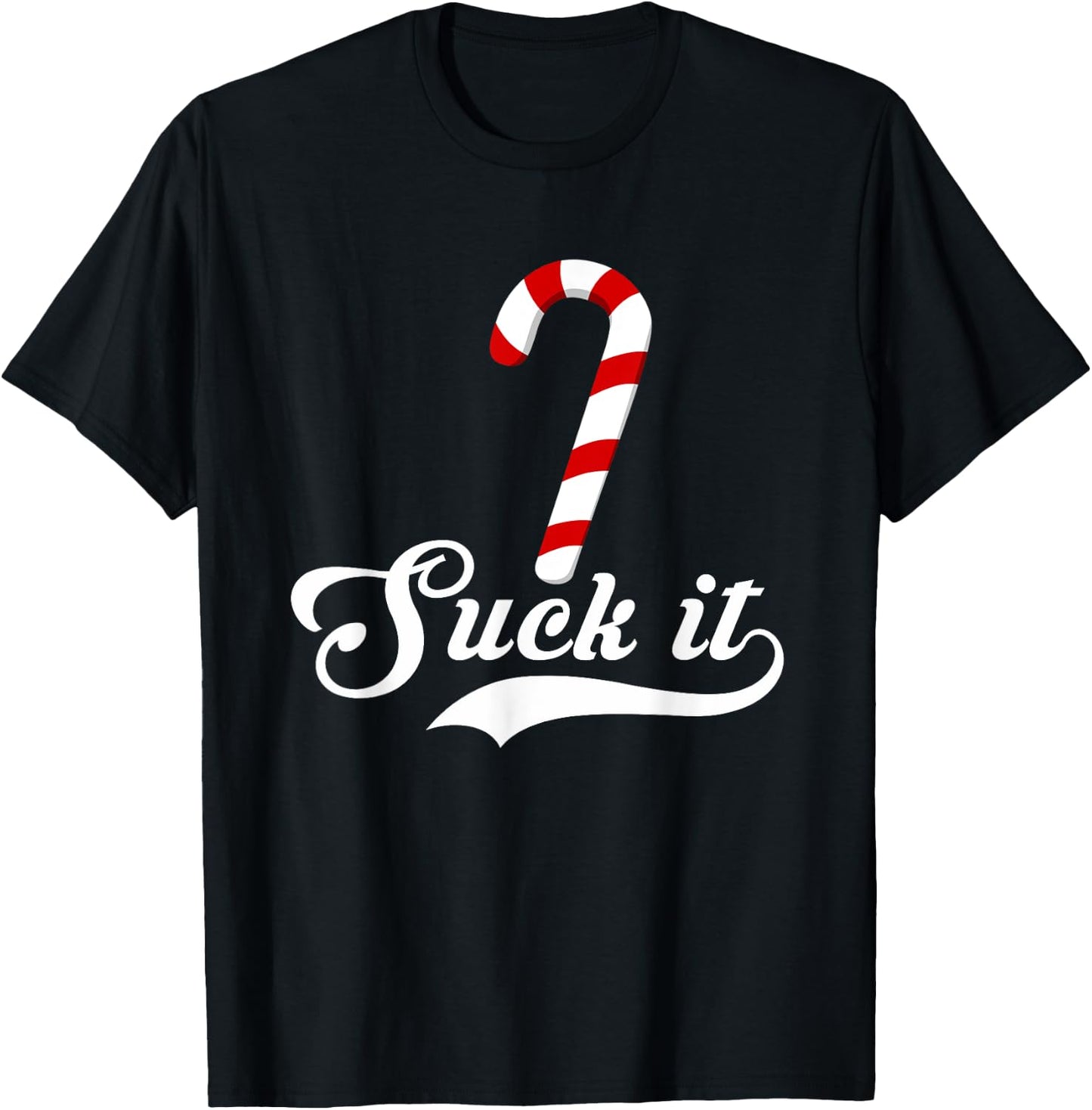 Suck It Candy Cane Christmas Adult Humor T-Shirt - T-Shirt | Black