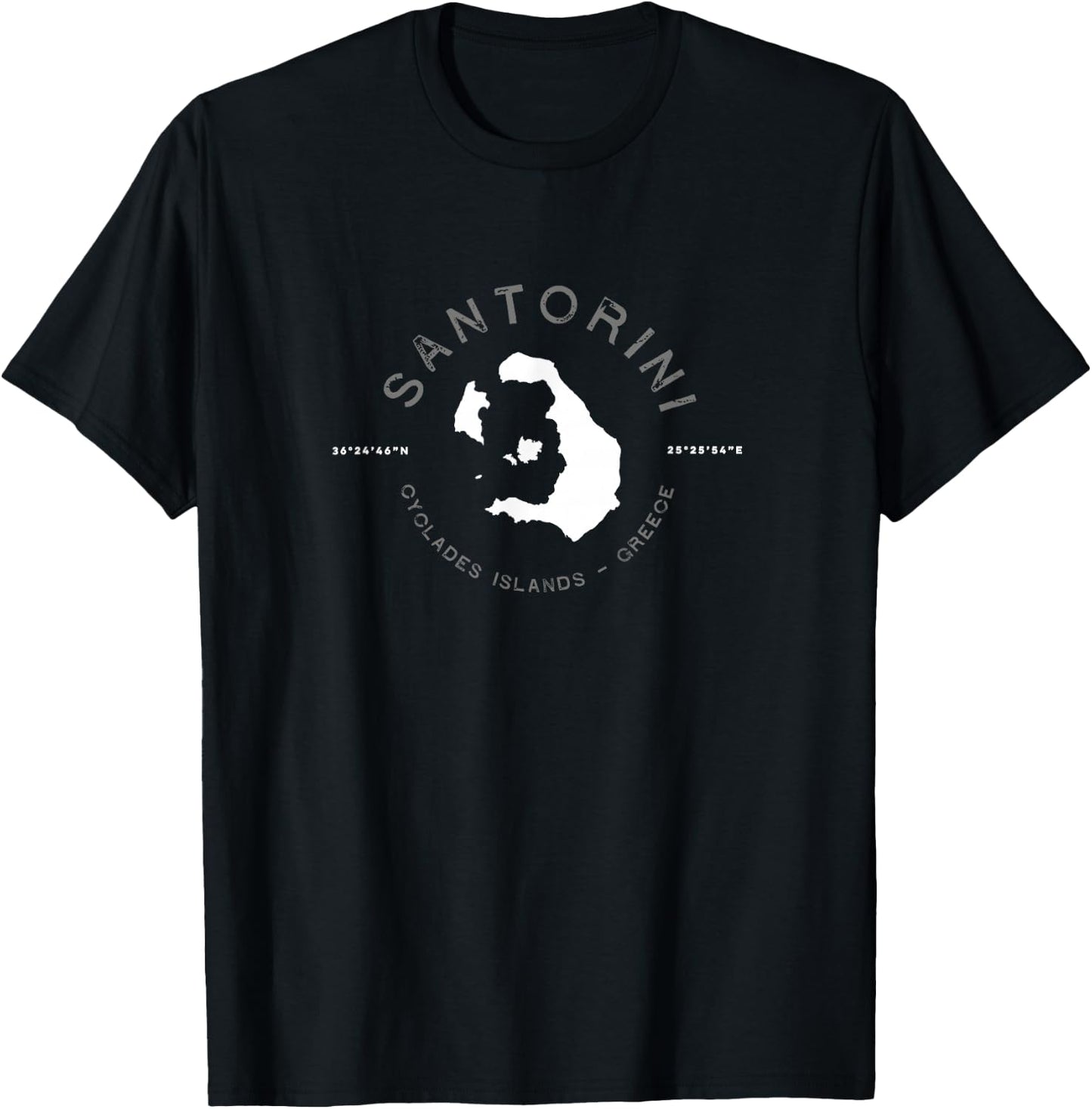 Santorini Greece Graphic Vintage Retro T T-Shirt - T-Shirt | Black