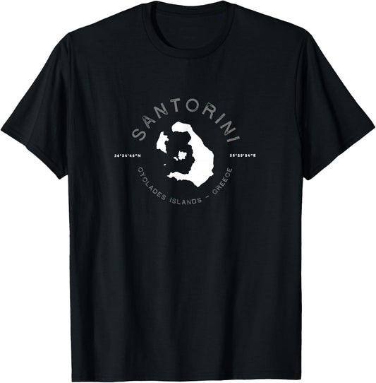 Santorini Greece Graphic Vintage Retro T T-Shirt - T-Shirt | Black