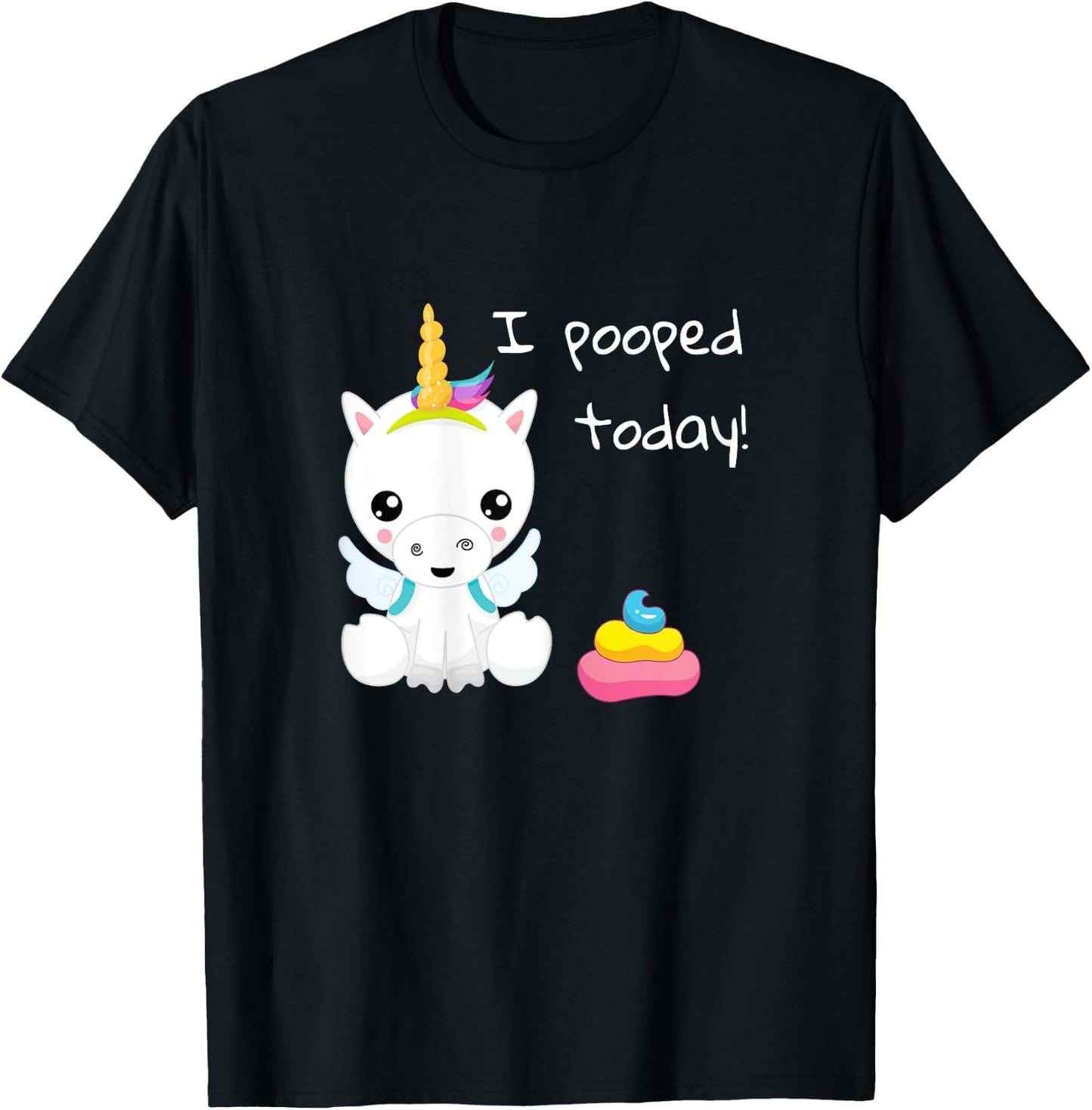 I pooped today cute white unicorn T-Shirt - T-Shirt | Black