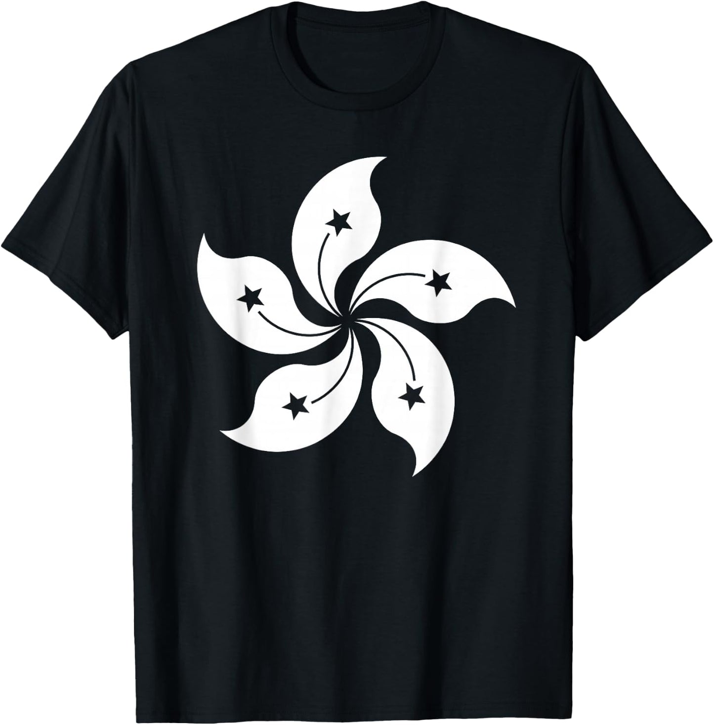 Hong Kong Flag Five Petal Orchid Tree T-Shirt - T-Shirt | Black