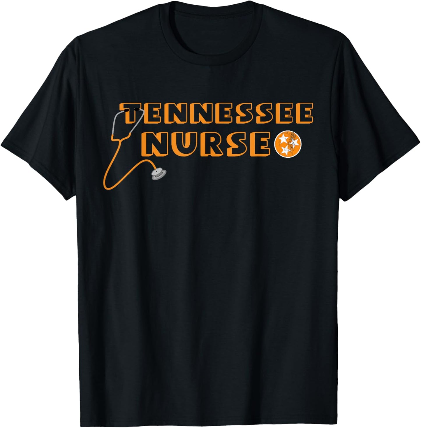 Tennessee Nurse Vintage Flag Stethoscope Proud Nurse T-Shirt - T-Shirt | Black