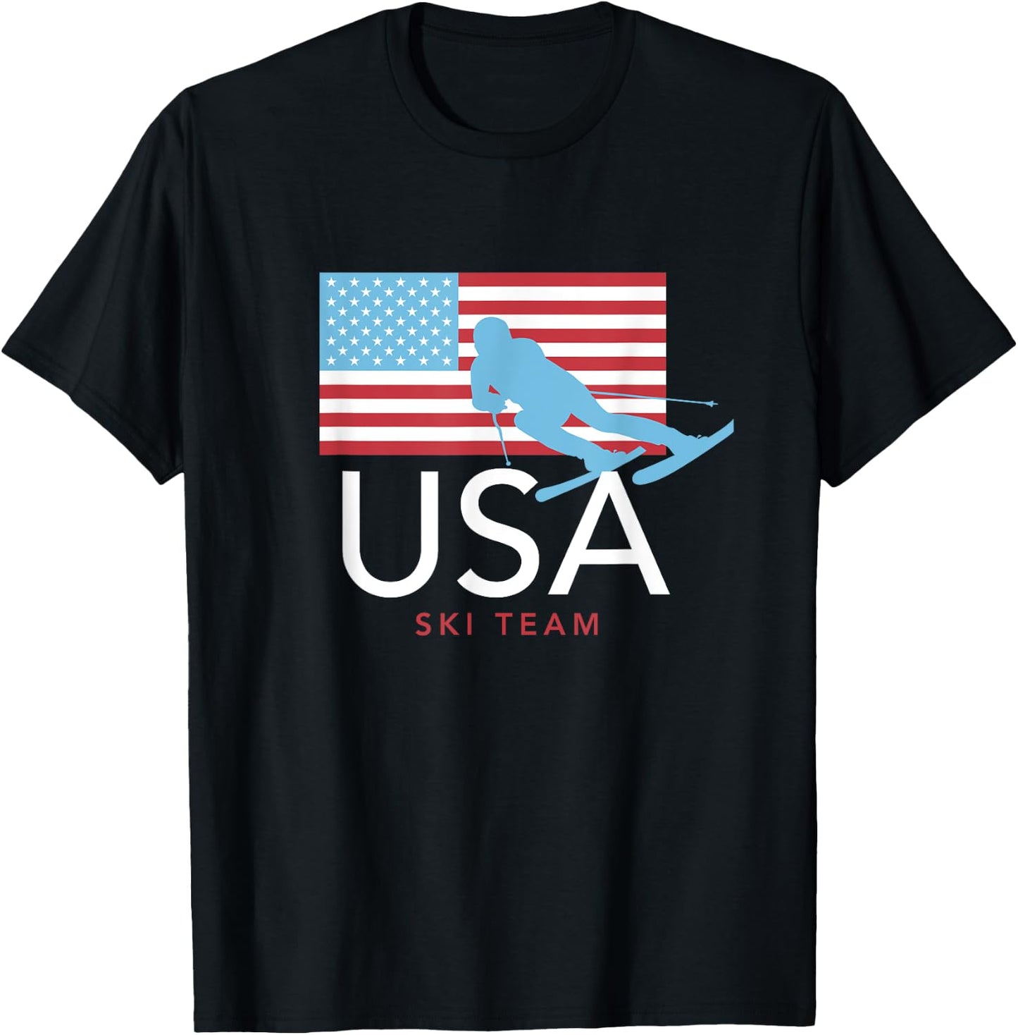 USA Ski Team American Flag : Winter Sports Games T-Shirt - T-Shirt | Black