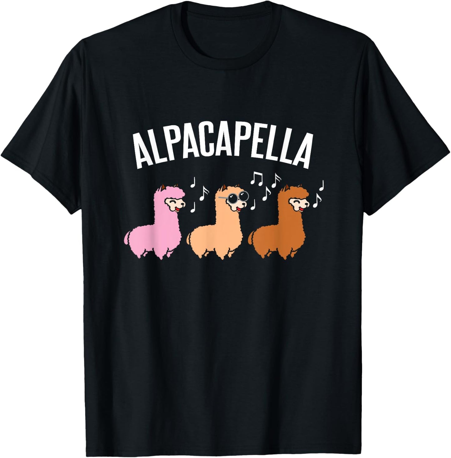 Alpacapella Cute woolly Acapella Alpaca Musician T-Shirt - T-Shirt | Black