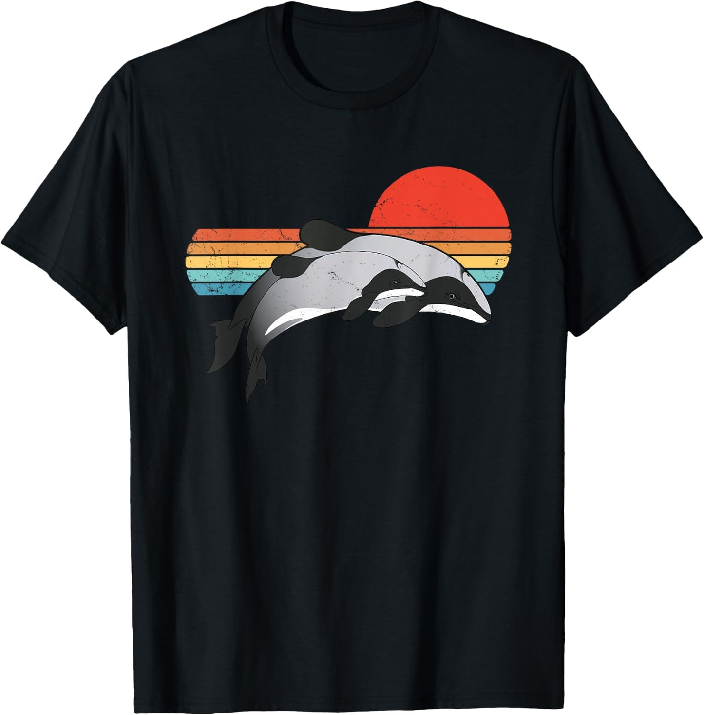 Maui Dolphin Hector's Dolphin vintage sunset T-Shirt - T-Shirt | Black