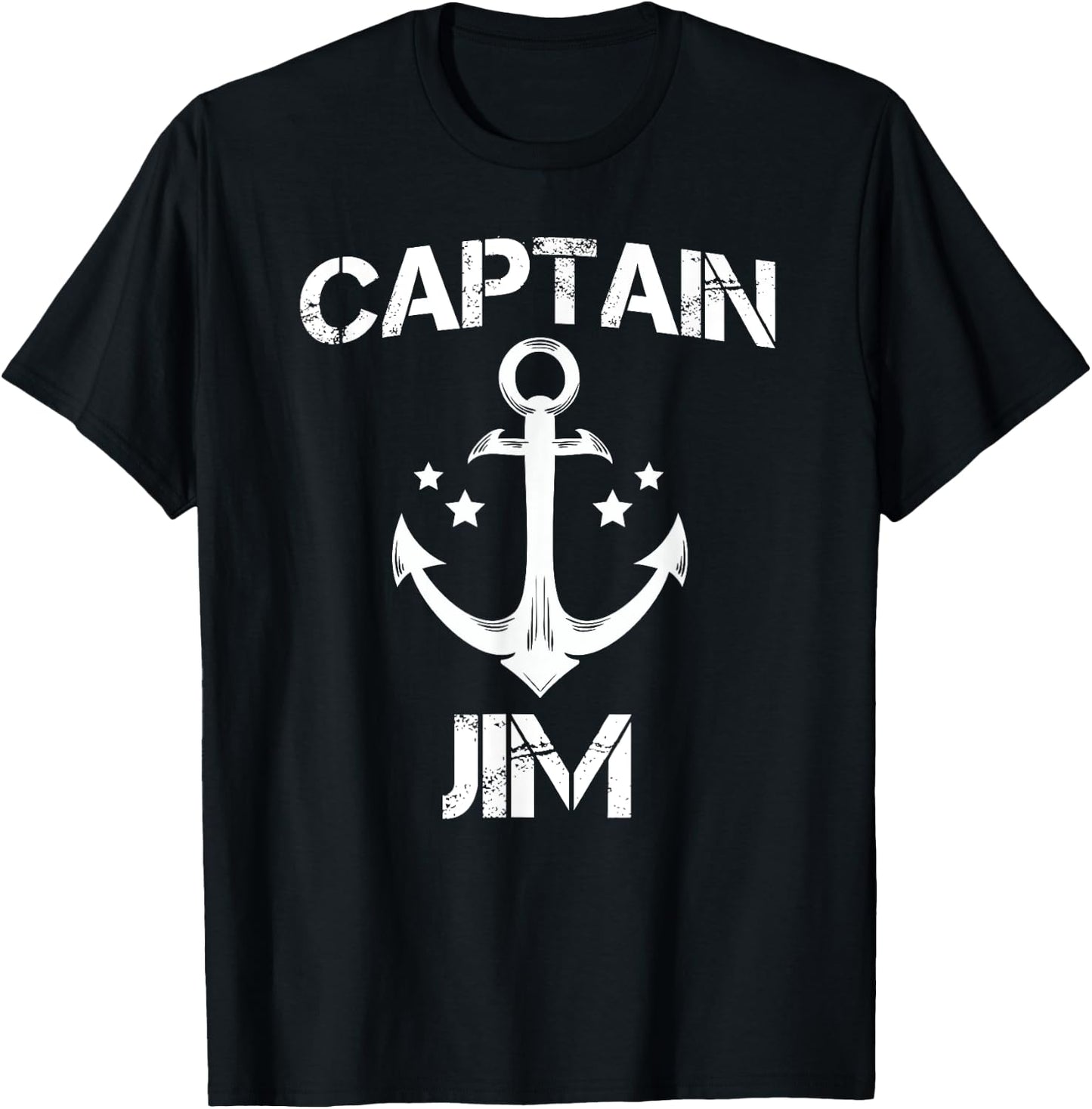 CAPTAIN JIM Funny Birthday Personalized Name Boat Gift T-Shirt - T-Shirt | Black