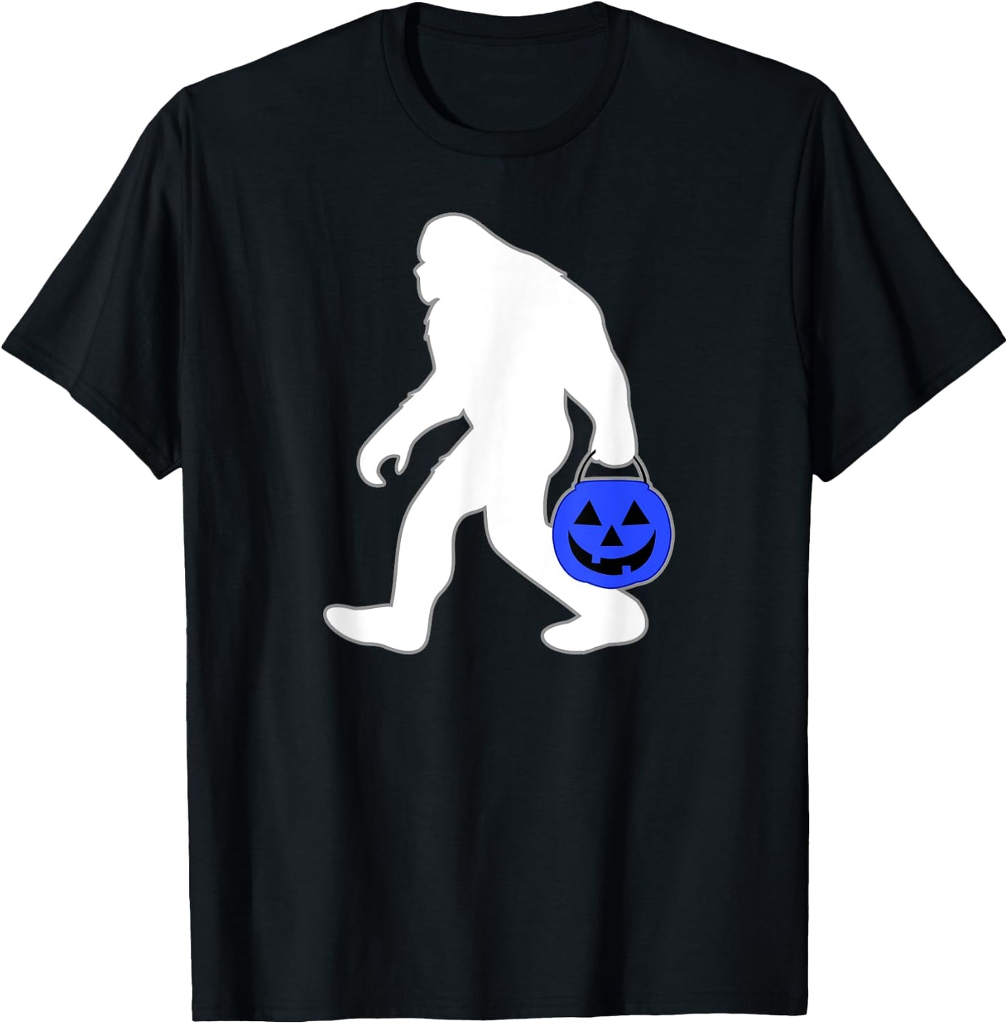 Halloween Autism Blue Pumpkin Bucket Trick or Treat Bigfoot T-Shirt - T-Shirt | Black