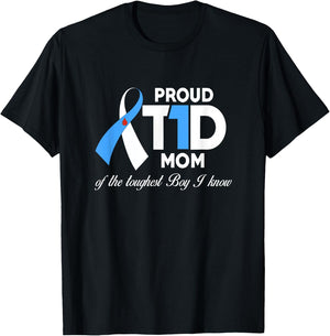 Proud T1D Mom Of Son Diabetes Awareness Diabetic Gifts T-Shirt - T-Shirt | Black