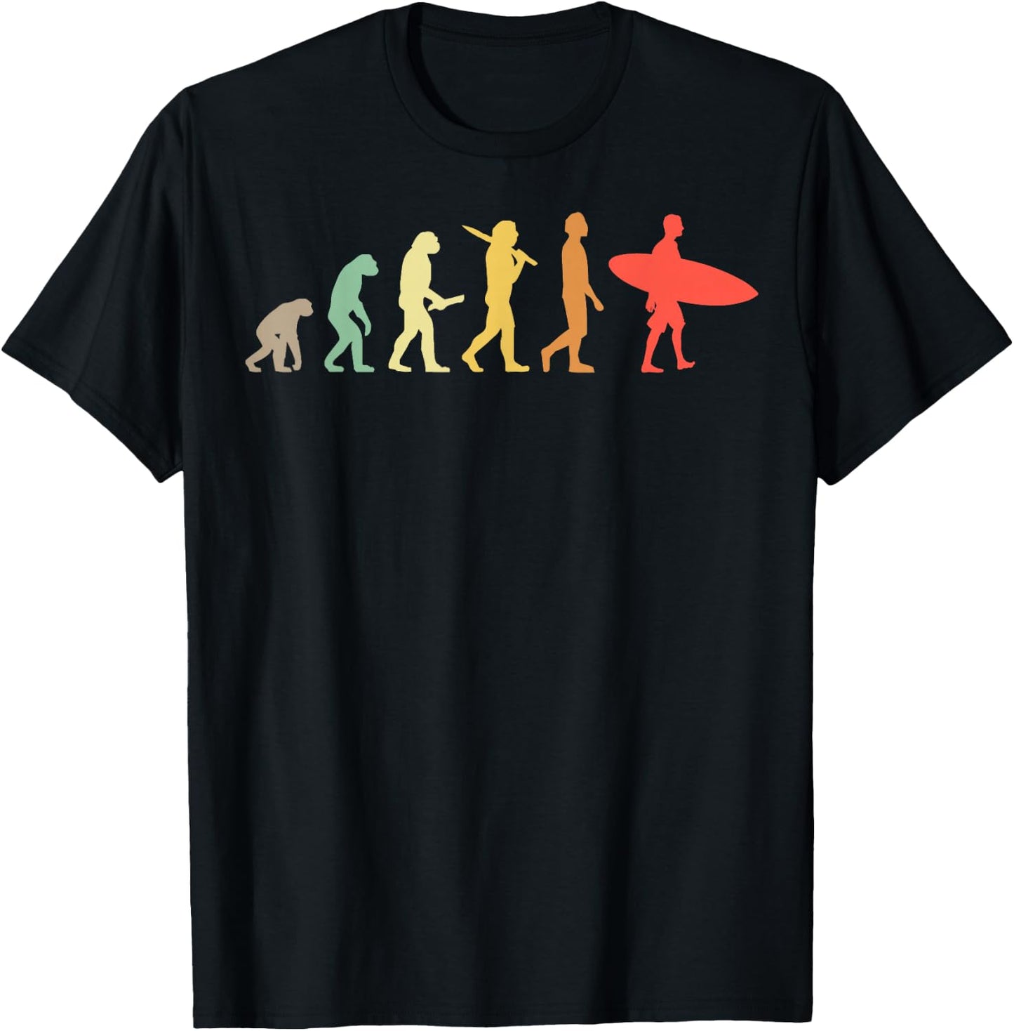 Retro Surfing Evolution Gift Surfers Small T-Shirt - T-Shirt | Black