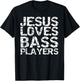 Bass Guitar Player Gift Distressed Jesus Loves Bass Players T-Shirt - T-Shirt | Black