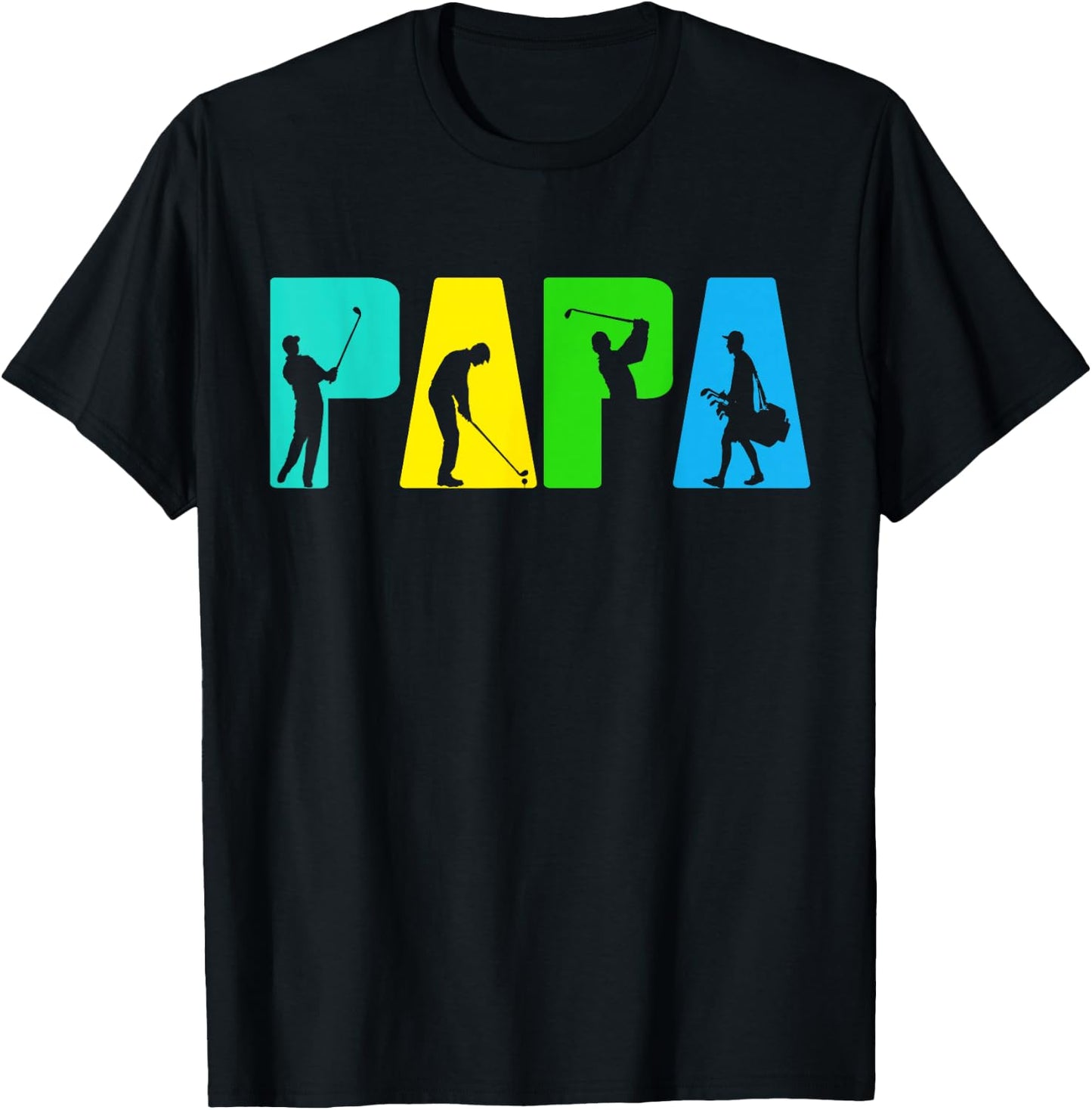 Retro Golfing Papa Golfer Shirt. Golf Gifts For Fathers Day T-Shirt - T-Shirt | Black