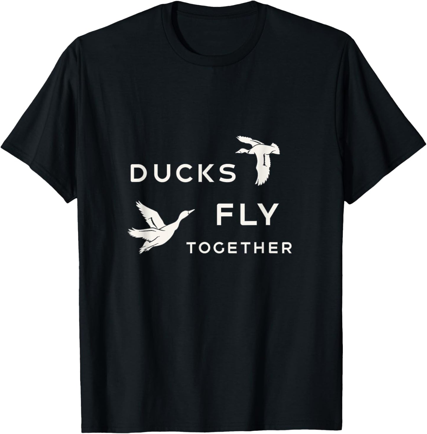 Ducks Fly Together Flying Double Duck T-Shirt - T-Shirt | Black