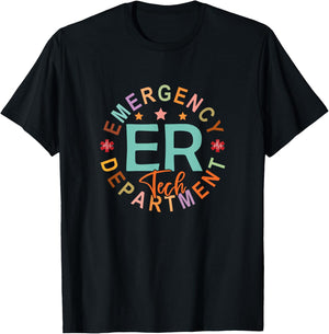 Funny Emergency Department Tech Emergency Room Tech Er Tech T-Shirt - T-Shirt | Black