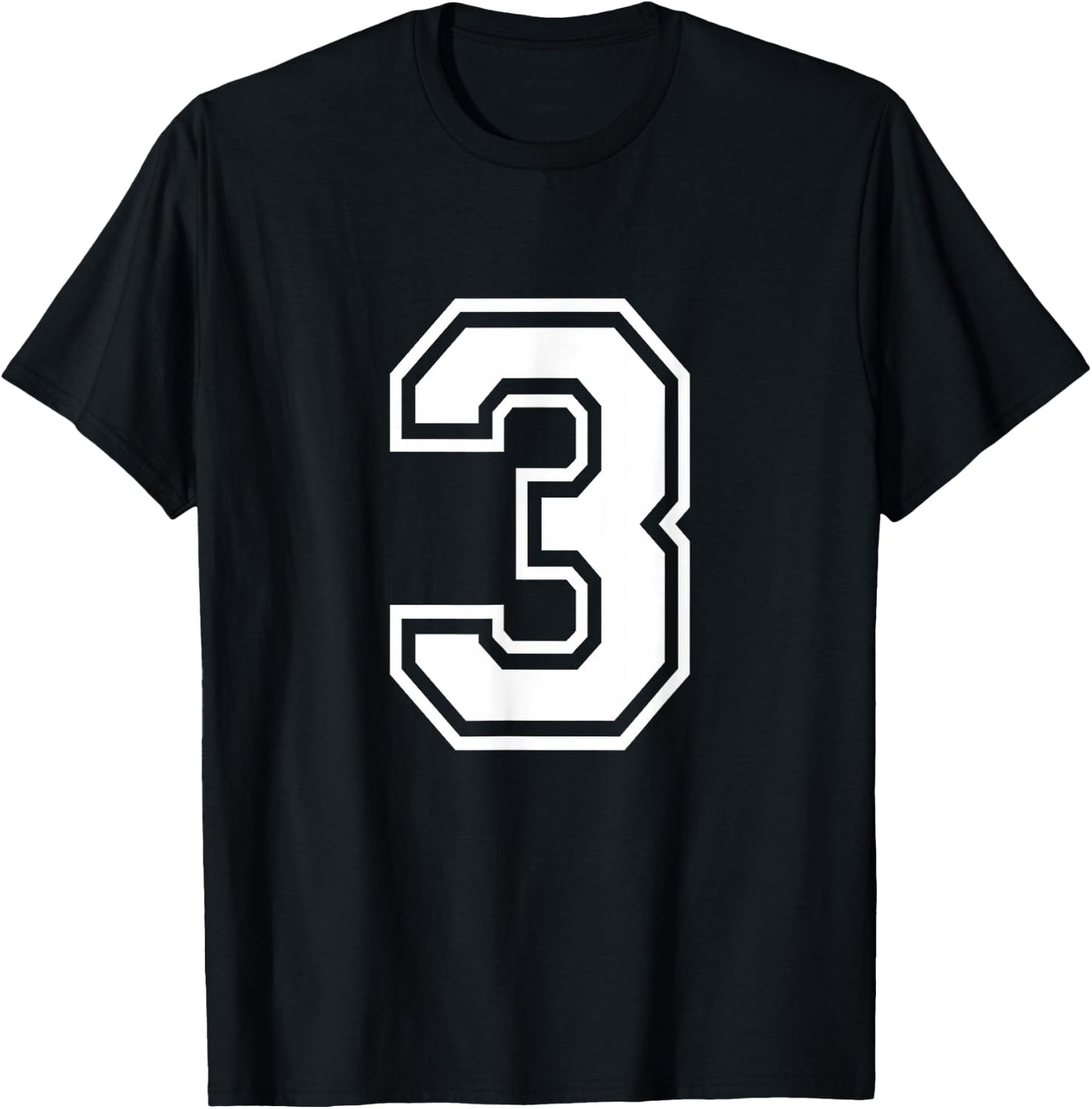 Number 3 Birthday Varsity Sports Team Jersey T-Shirt - T-Shirt | Black