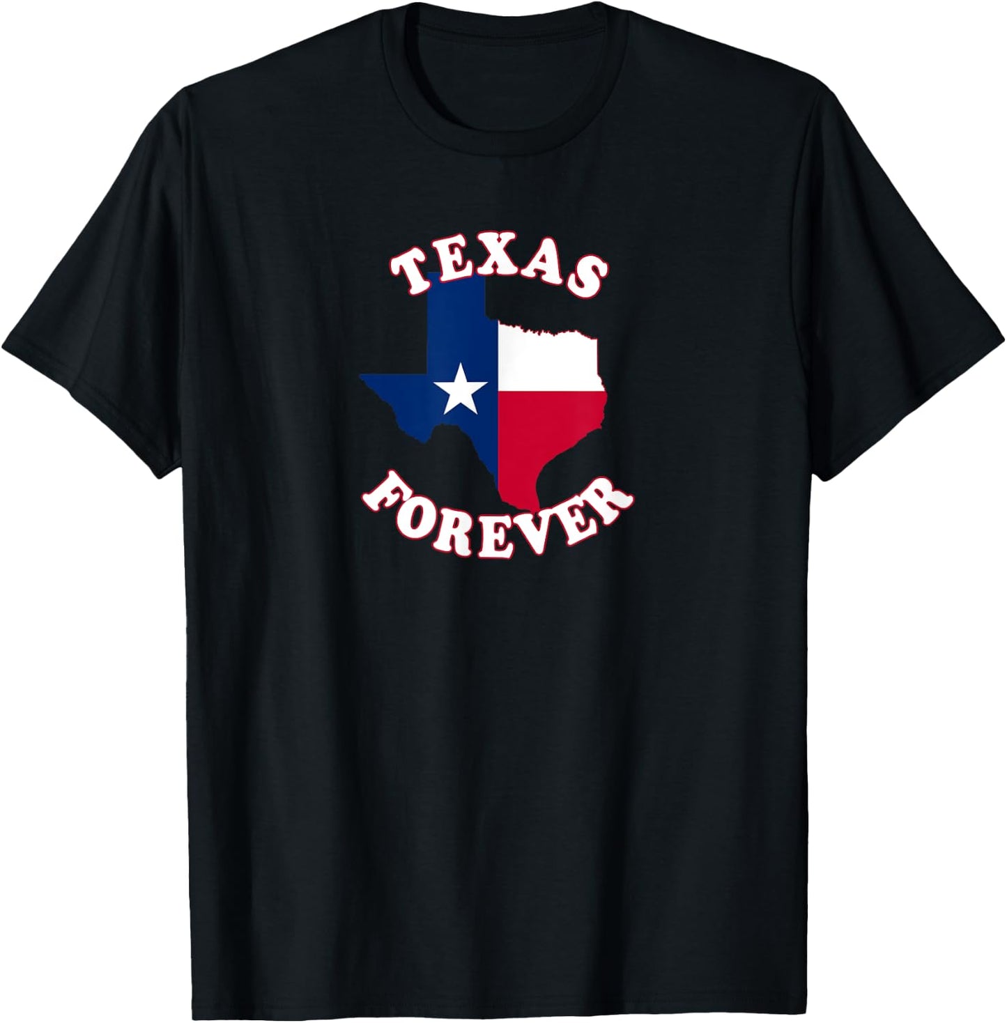 Texas Forever with State Outline and Flag T-Shirt - T-Shirt | Black