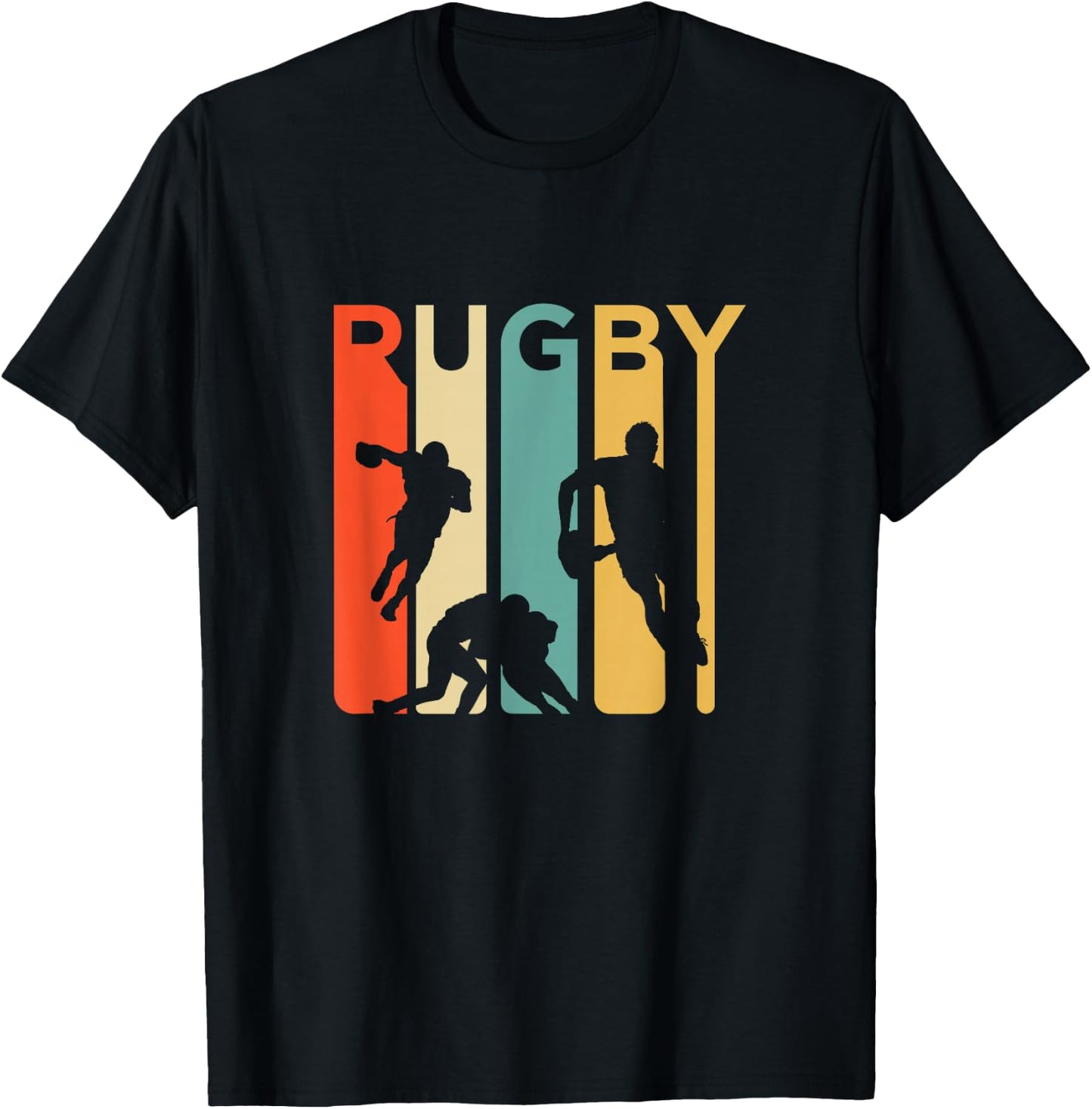 Vintage 1970's Style Rugby, Rugby Sports Gift T-Shirt - T-Shirt | Black