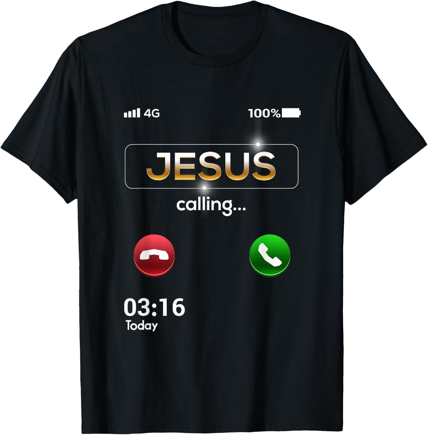 Jesus Is Calling Funny Cell Phone Call Jesus Christian T-Shirt - T-Shirt | Black