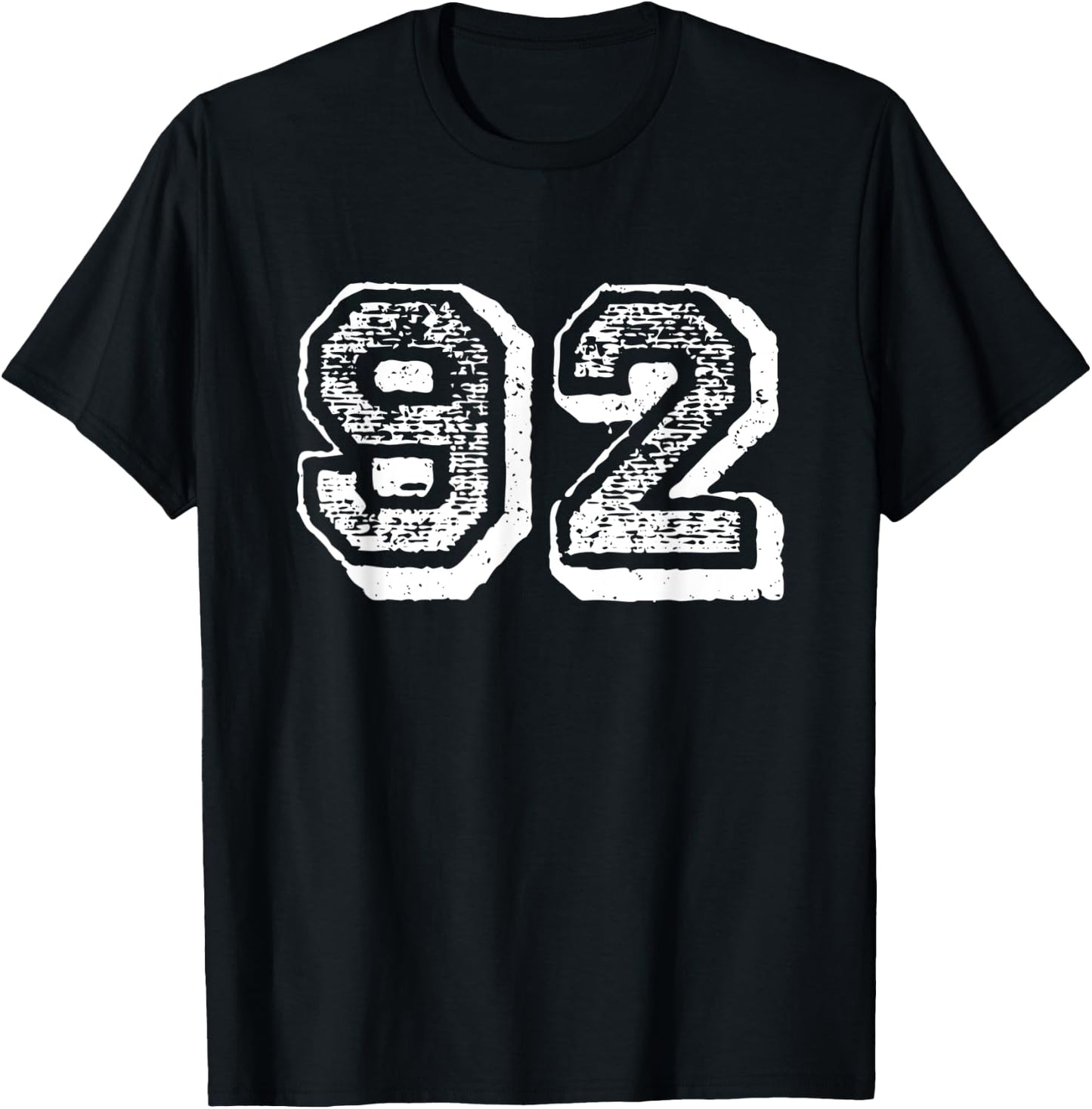 Number 92 Sports Jersey Player #92 Fan FRONT Print Vintage T-Shirt - T-Shirt | Black