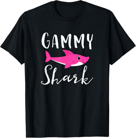 Gammy Shark Grandma Grandmother Pink Shark Graphic T-Shirt - T-Shirt | Black