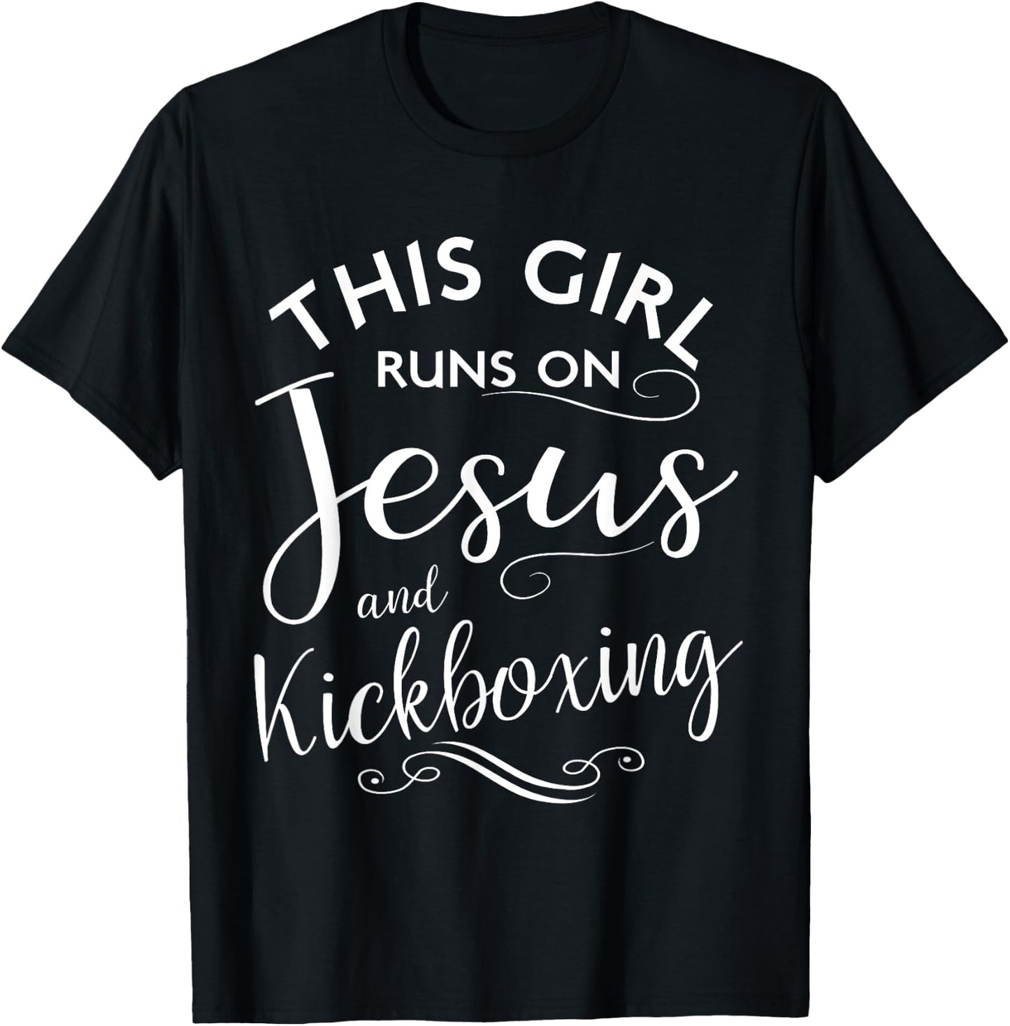This Girl Runs On Jesus And Kickboxing Martial Arts Kickbox T-Shirt - T-Shirt | Black