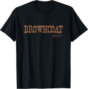 Firefly Iconic Browncoat Distressed Big Chest Text Logo T-Shirt - T-Shirt | Black