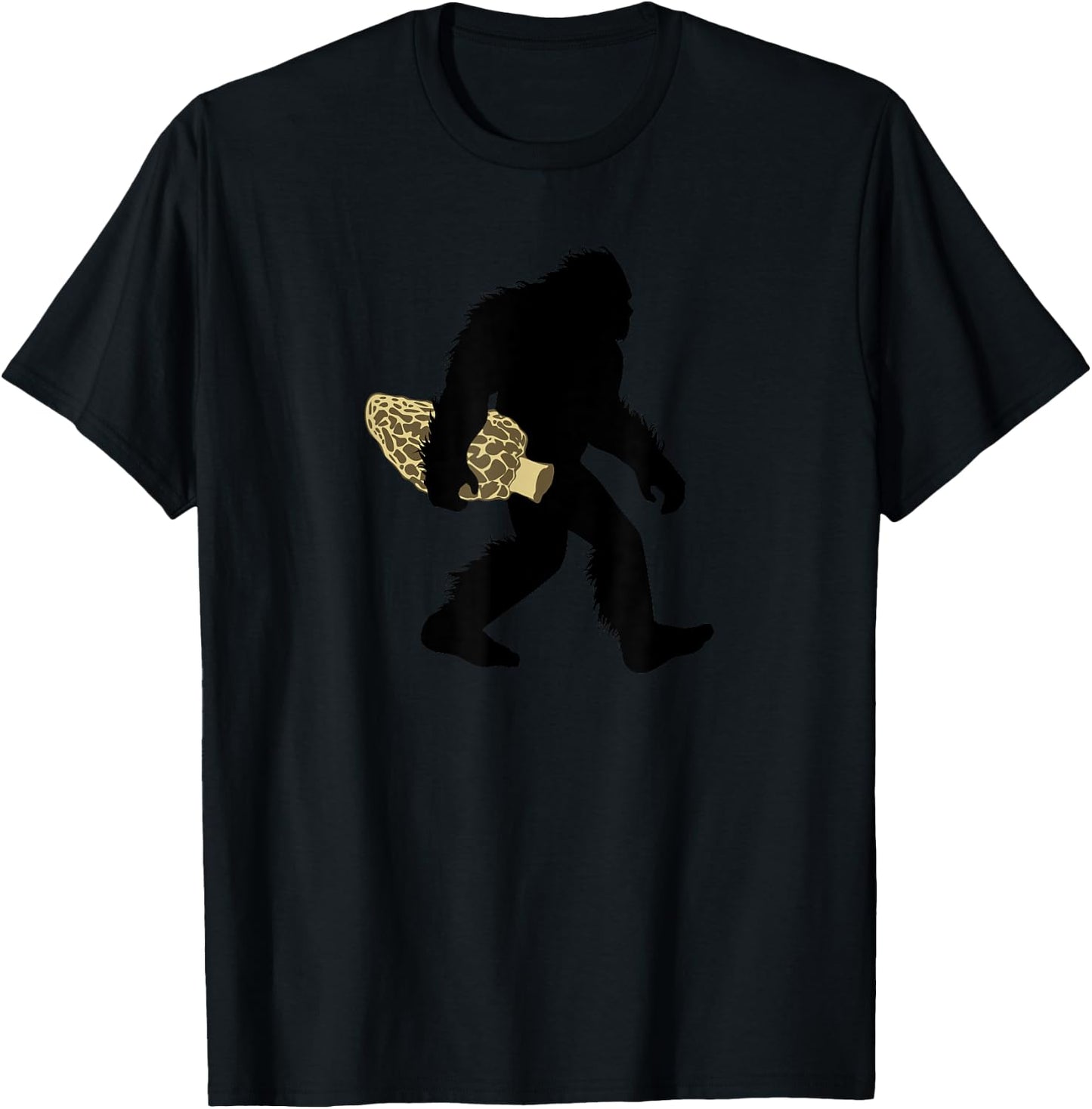 Bigfoot Morel Mushroom , Sasquatch Fungi Apparel T-Shirt - T-Shirt | Black