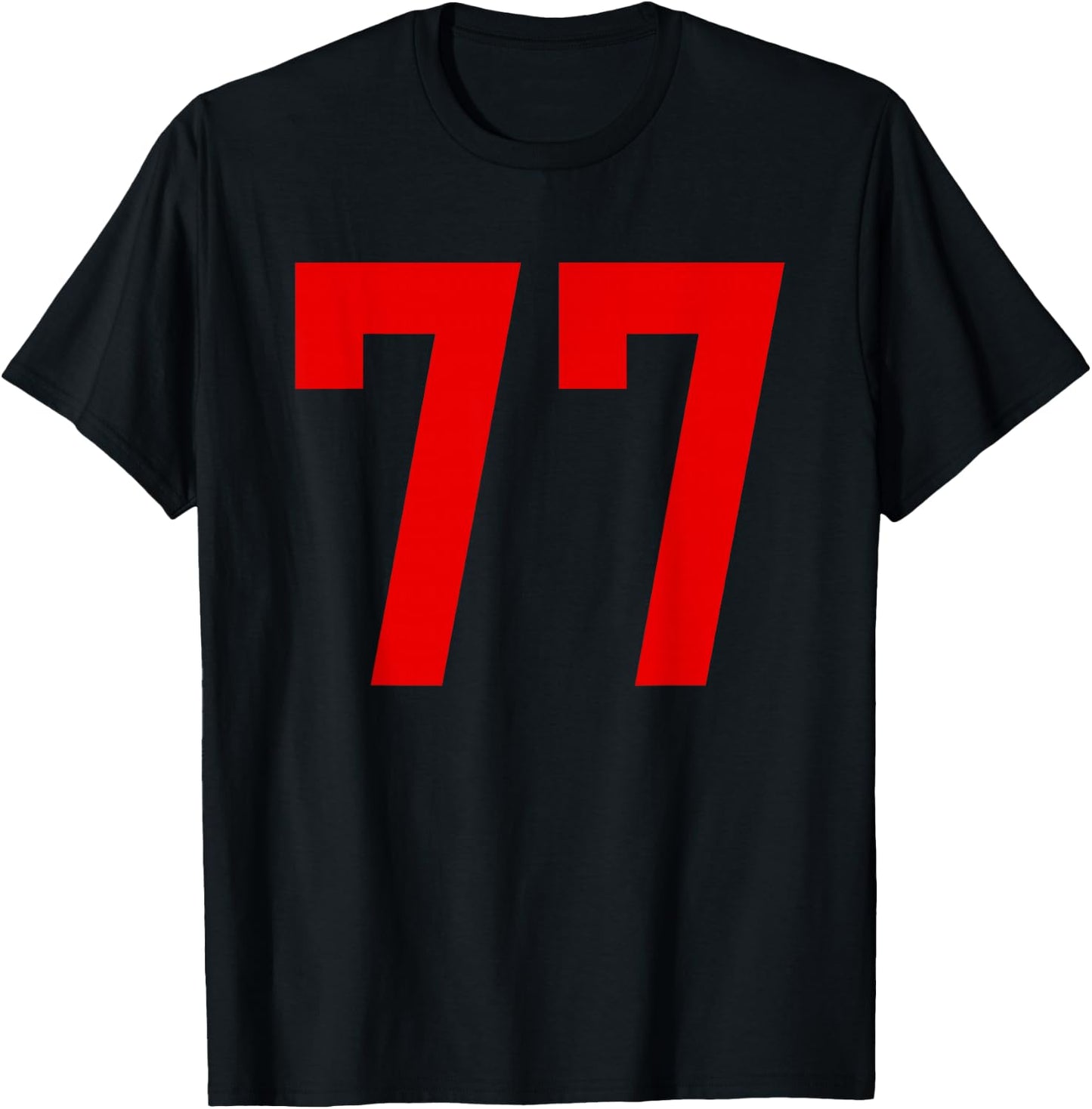 Bright Red Number 77 Jersey Player Uniform #77 T-Shirt - T-Shirt | Black
