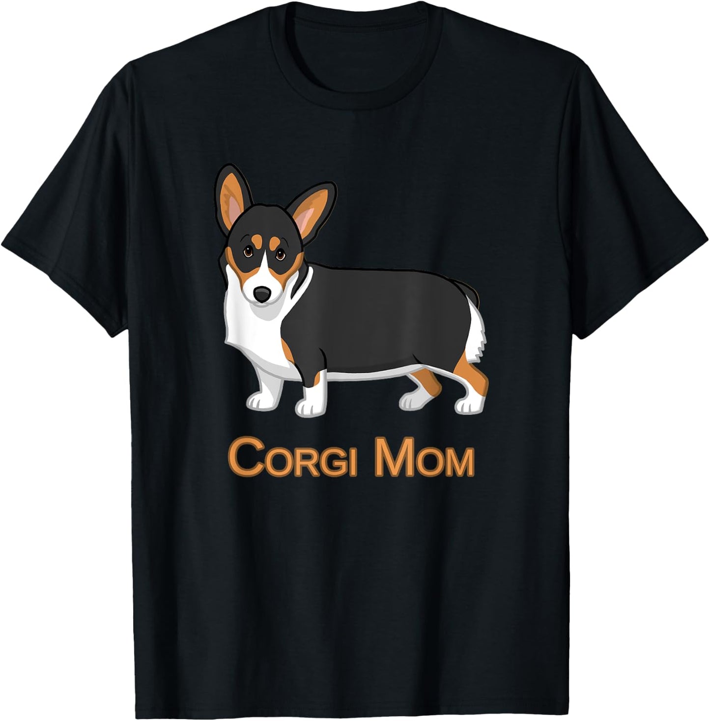 Cute Black Tricolor Pembroke Corgi Mom Dog Lover Men Women Kids T-Shirt - T-Shirt | Black