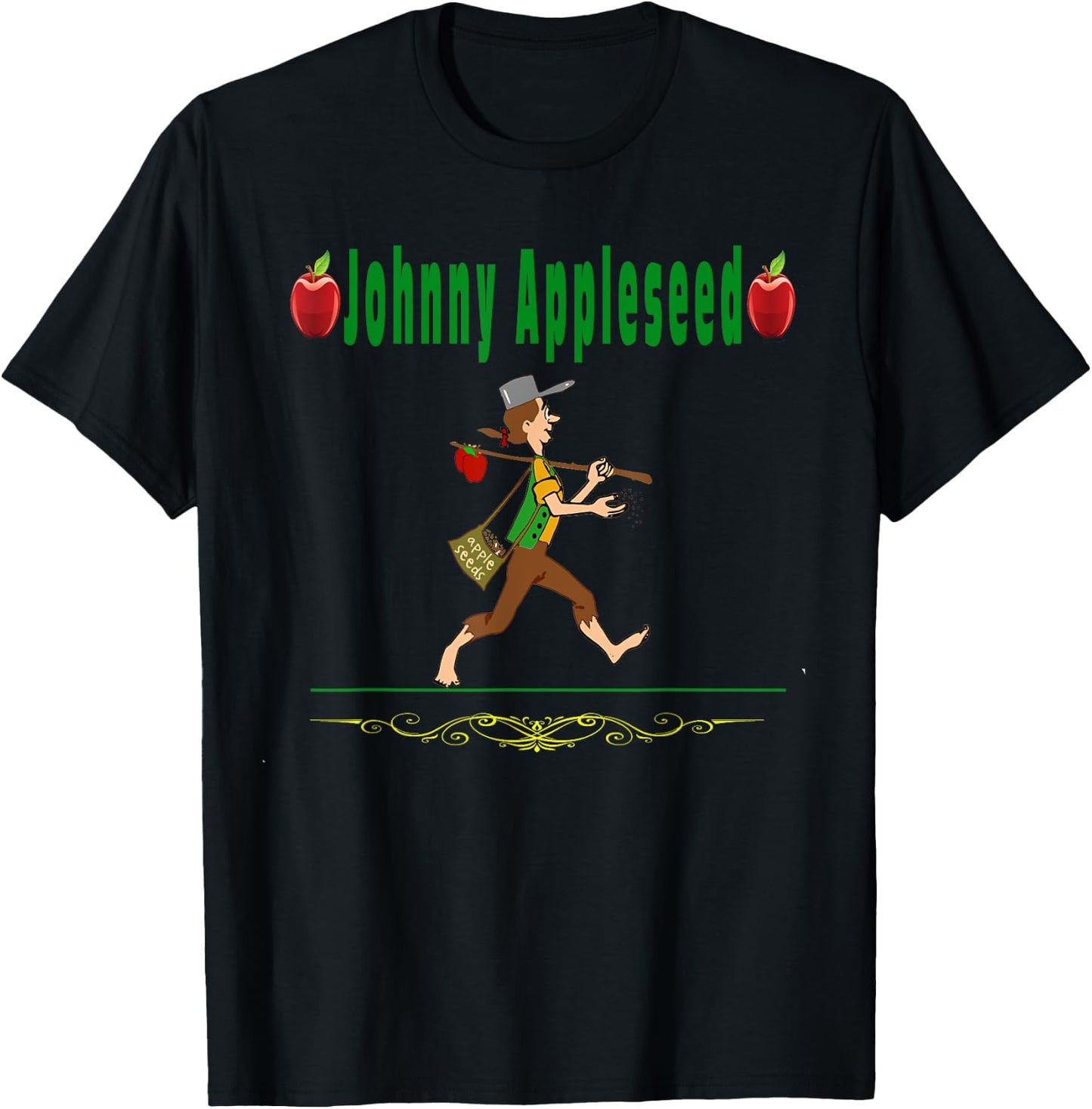 Johnny Appleseed Day Apple Trees Orchard Nursery Pioneer Man T-Shirt - T-Shirt | Black