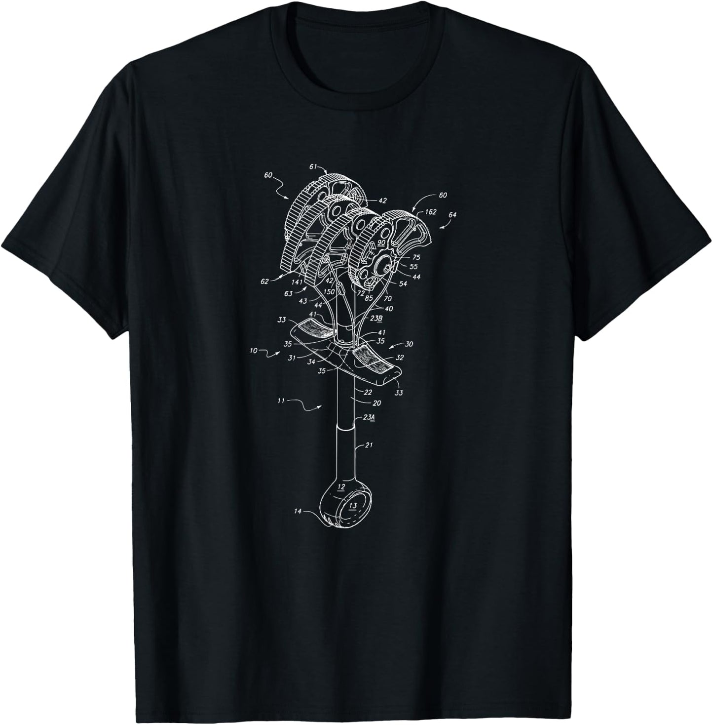 Rock Climbing Cam Anchor Patent Style Blueprint Shirt T-Shirt - T-Shirt | Black