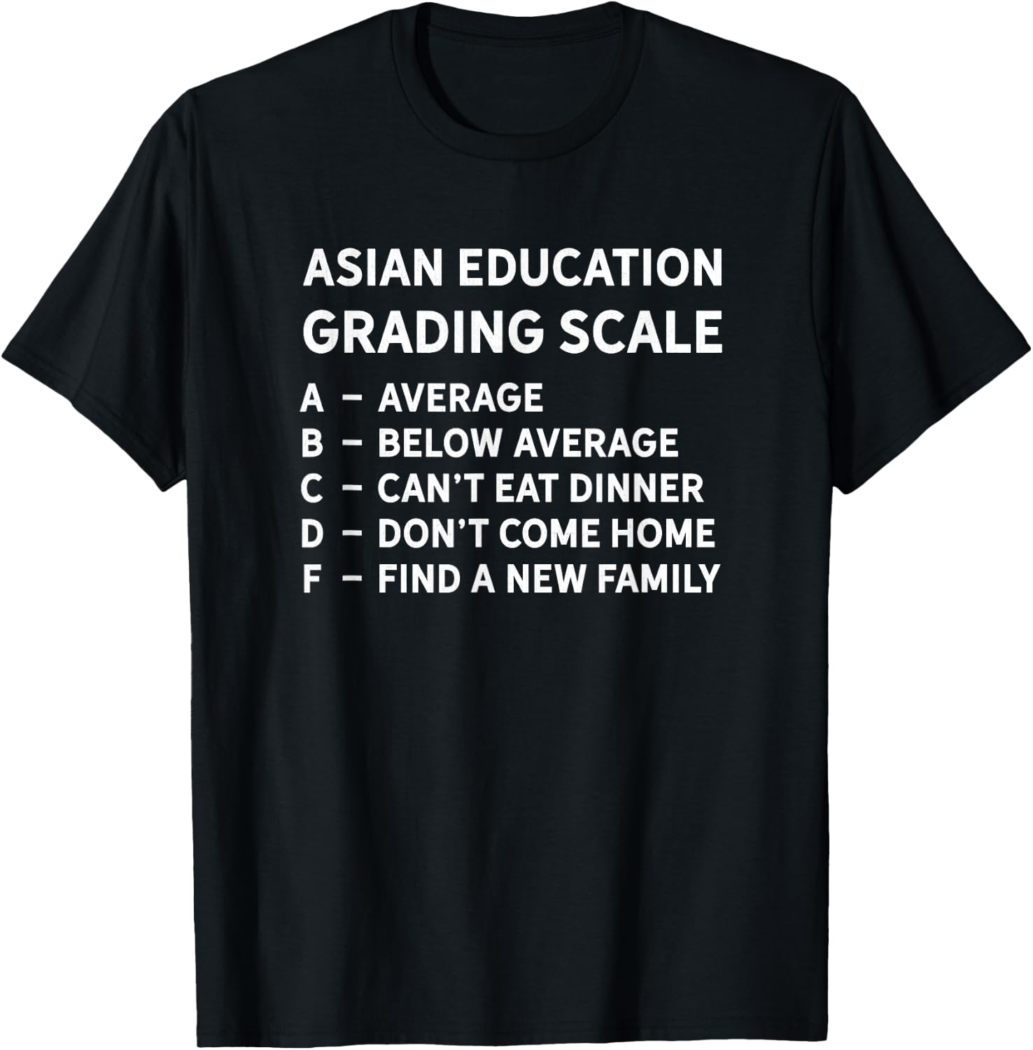 Asian Grading Scale School Student Teacher Humor Quote Men Women Girls Kids T-Shirt - T-Shirt | Black