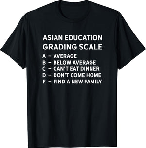 Asian Grading Scale School Student Teacher Humor Quote Men Women Girls Kids T-Shirt - T-Shirt | Black
