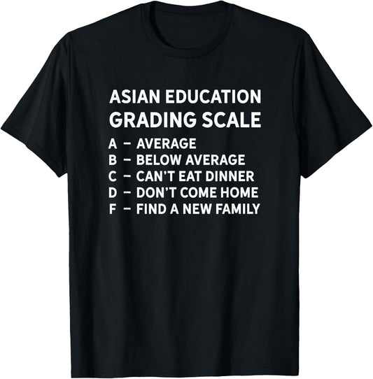 Asian Grading Scale School Student Teacher Humor Quote Men Women Girls Kids T-Shirt - T-Shirt | Black