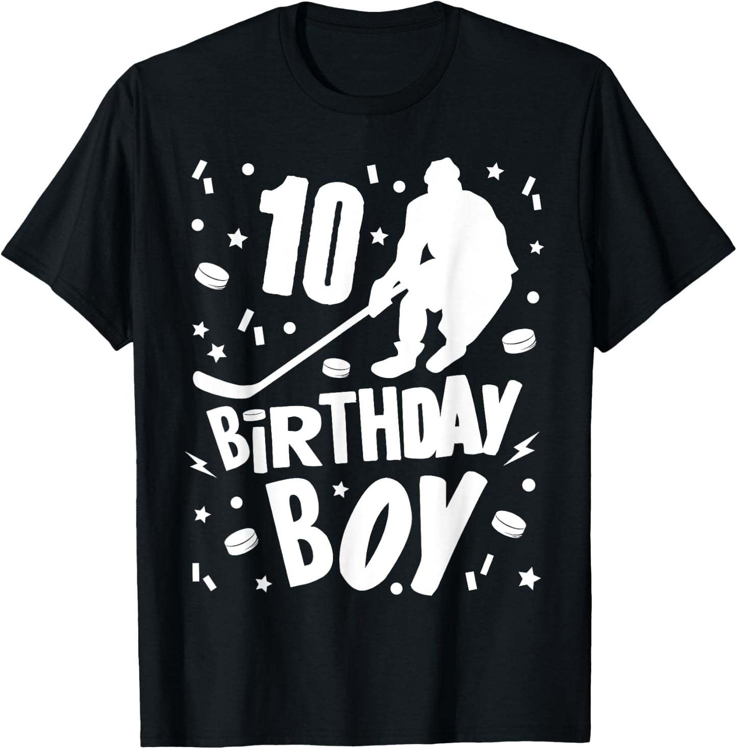 10th Birthday Boy Ice Hockey Kids 10 Years Old Party Gift T-Shirt - T-Shirt | Black