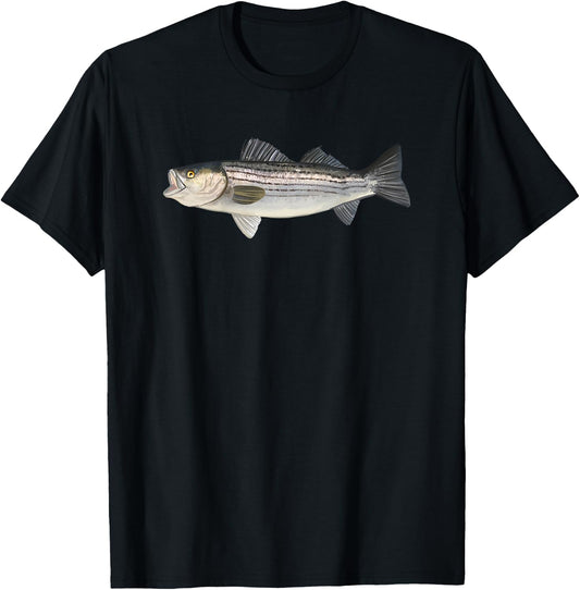 Striped Bass | Striper Fishing Shirt T-Shirt - T-Shirt | Black