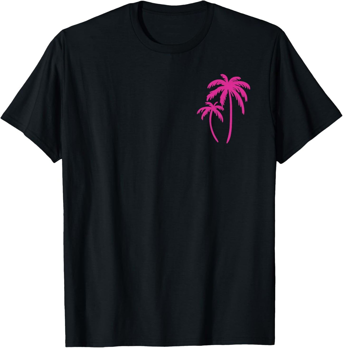 Pink Pocket Palm Tree Cute Hawaiian Summer Vacation Gift T-Shirt - T-Shirt | Black