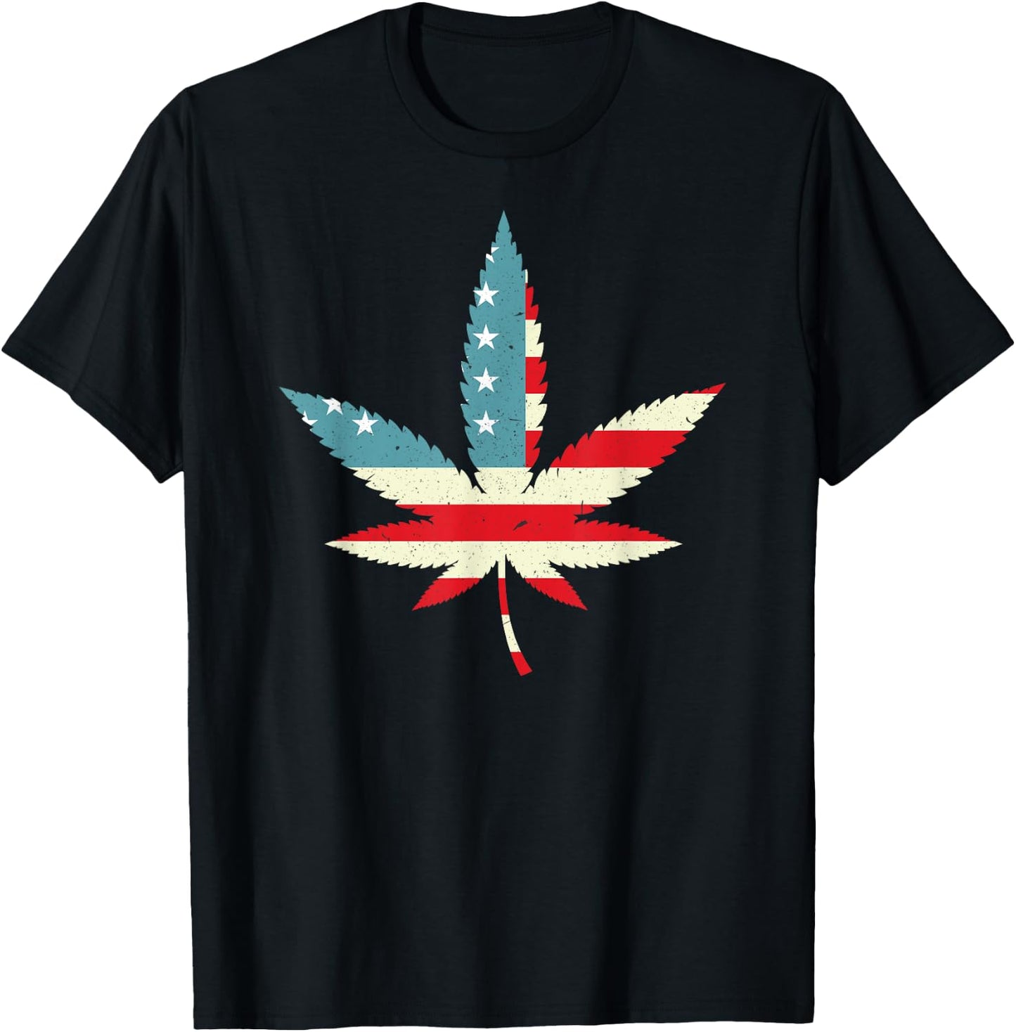 Weed Cannabis Patriot Marijuana USA American Flag Leaf Gift Women Men T-Shirt - T-Shirt | Black
